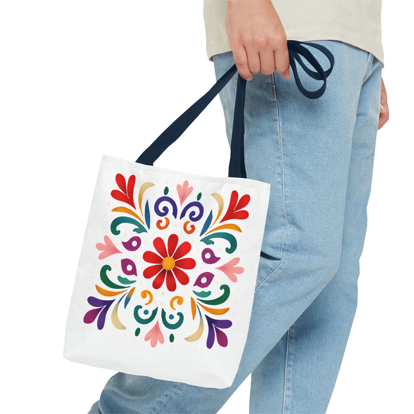 Vibrant Folk Art Floral Tote Bag, Colorful Shopping Bag, Beach Bag, Gift for Her