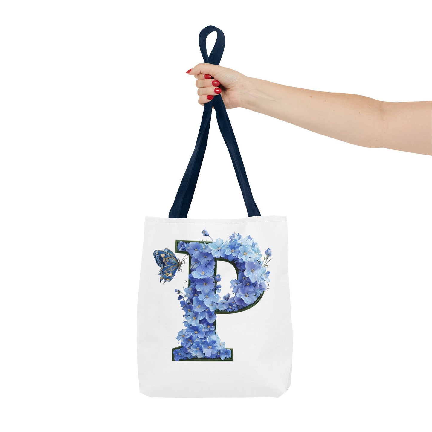 Floral Alphabet 'P' Tote Bag with Butterfly - Perfect Gift for Nature Lovers