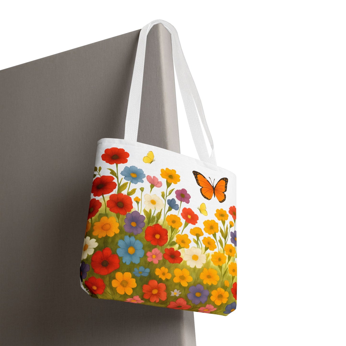 Vibrant Floral Tote Bag | Spring Tote | Polyester Easy Clean Bag | Perfect for Beach, Shopping, Gifts