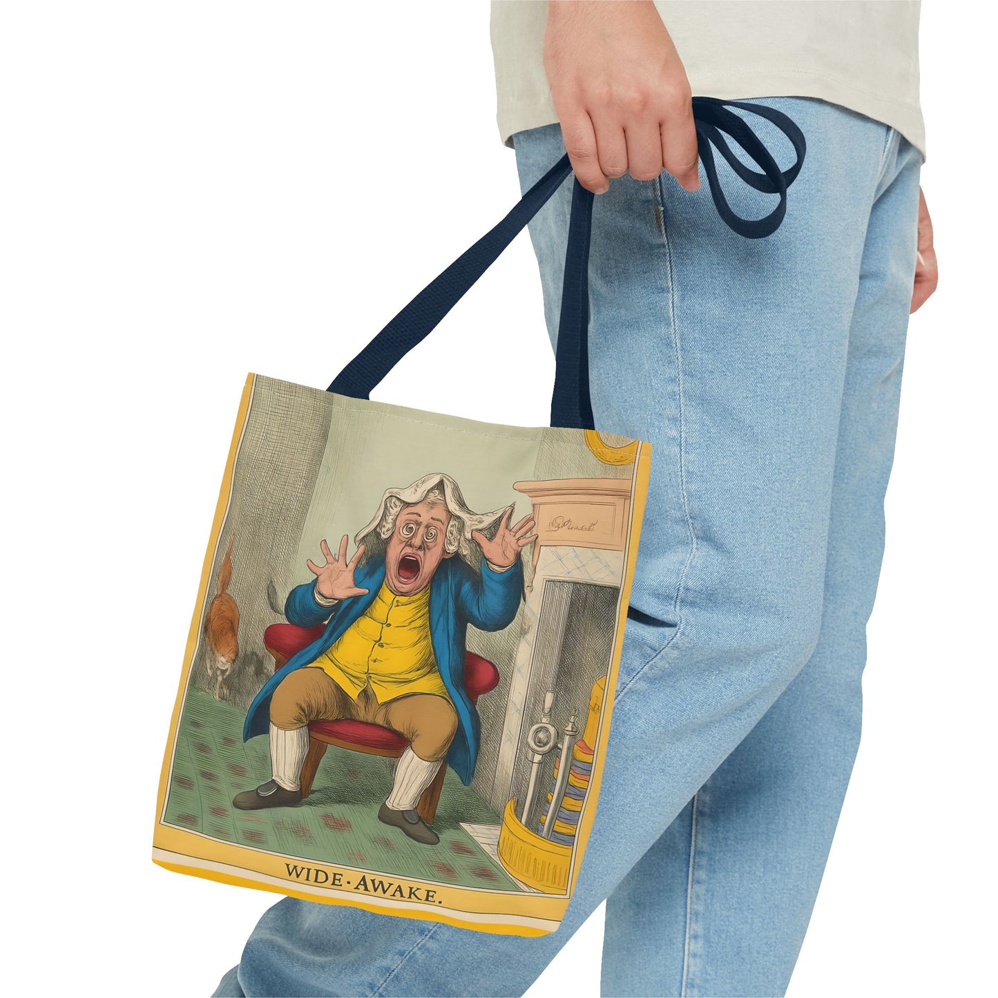 Vintage Tote Bag with Historic Political Cartoon, Reusable Grocery Shopping Bag, Unique Art Tote, Everyday Carryall