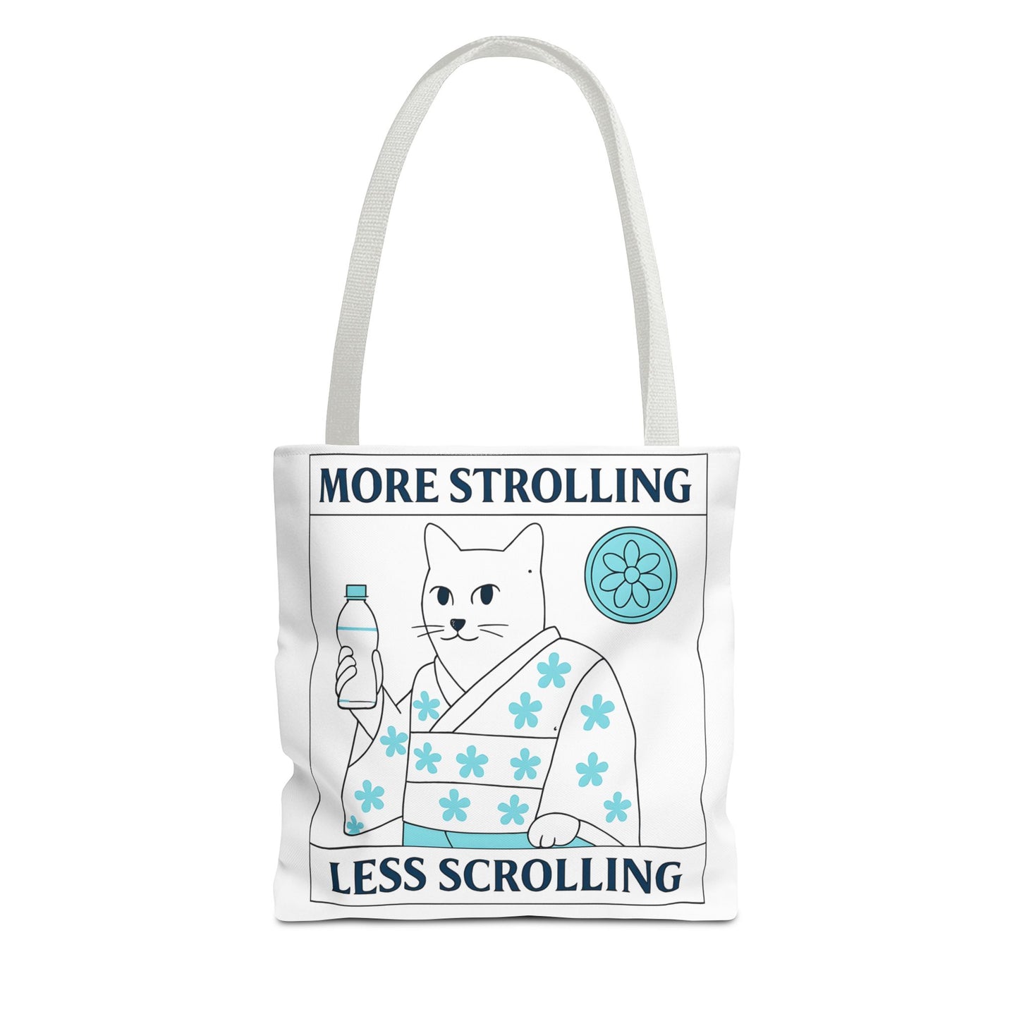 Japanese Cat-Themed Tote Bag - More Strolling Less Scrolling, Cute Gift, Reusable Shopping Bag, Animal Lover's Accessory