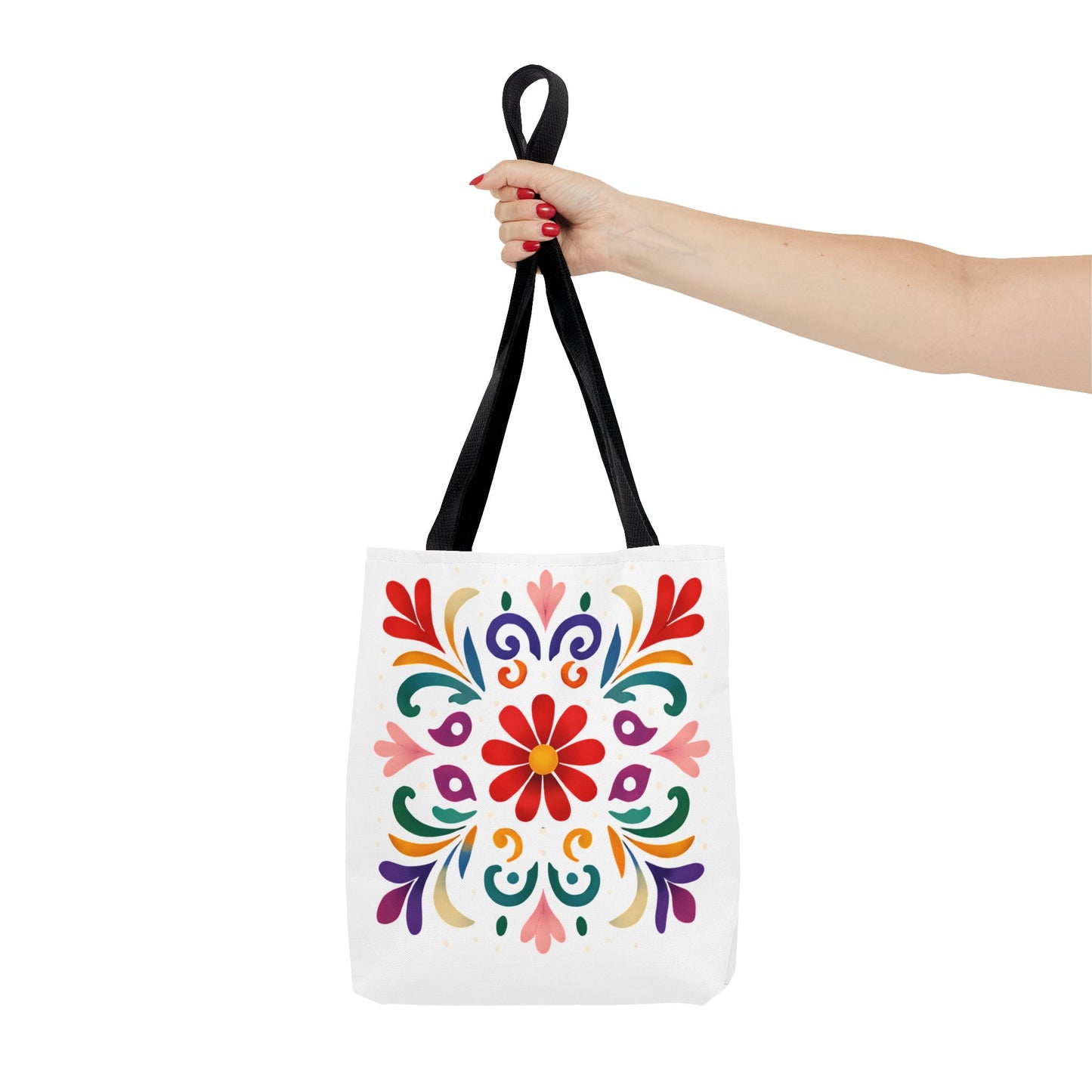 Vibrant Folk Art Floral Tote Bag, Colorful Shopping Bag, Beach Bag, Gift for Her