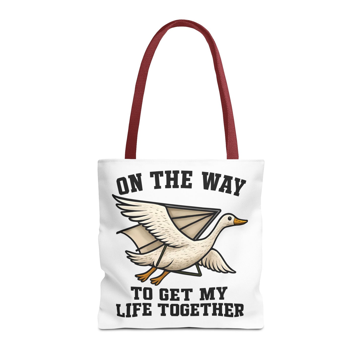 Hang Gliding Goose Tote Bag, On The Way To Get My Life Together Tote, Motivational Bag, Quirky Bag, Gift for Friends