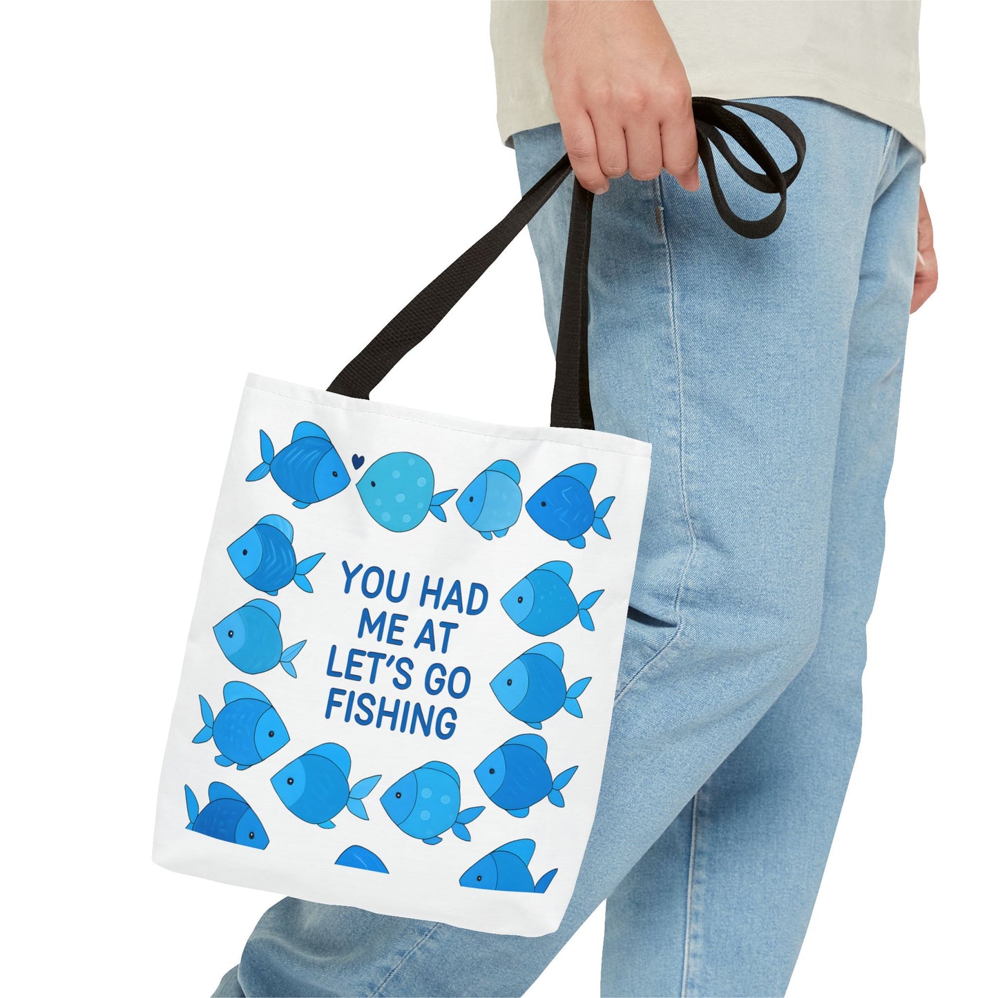 Fishing Tote Bag - You Had Me at Let's Go Fishing, Beach Bag, Gift for Fisherman, Watercolor Fish Art, Summer Accessory