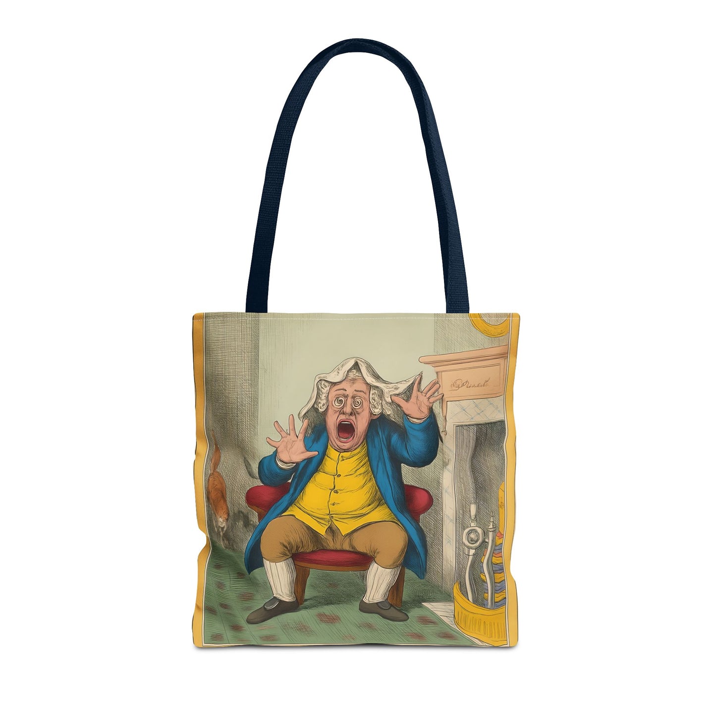 Vintage Tote Bag with Historic Political Cartoon, Reusable Grocery Shopping Bag, Unique Art Tote, Everyday Carryall