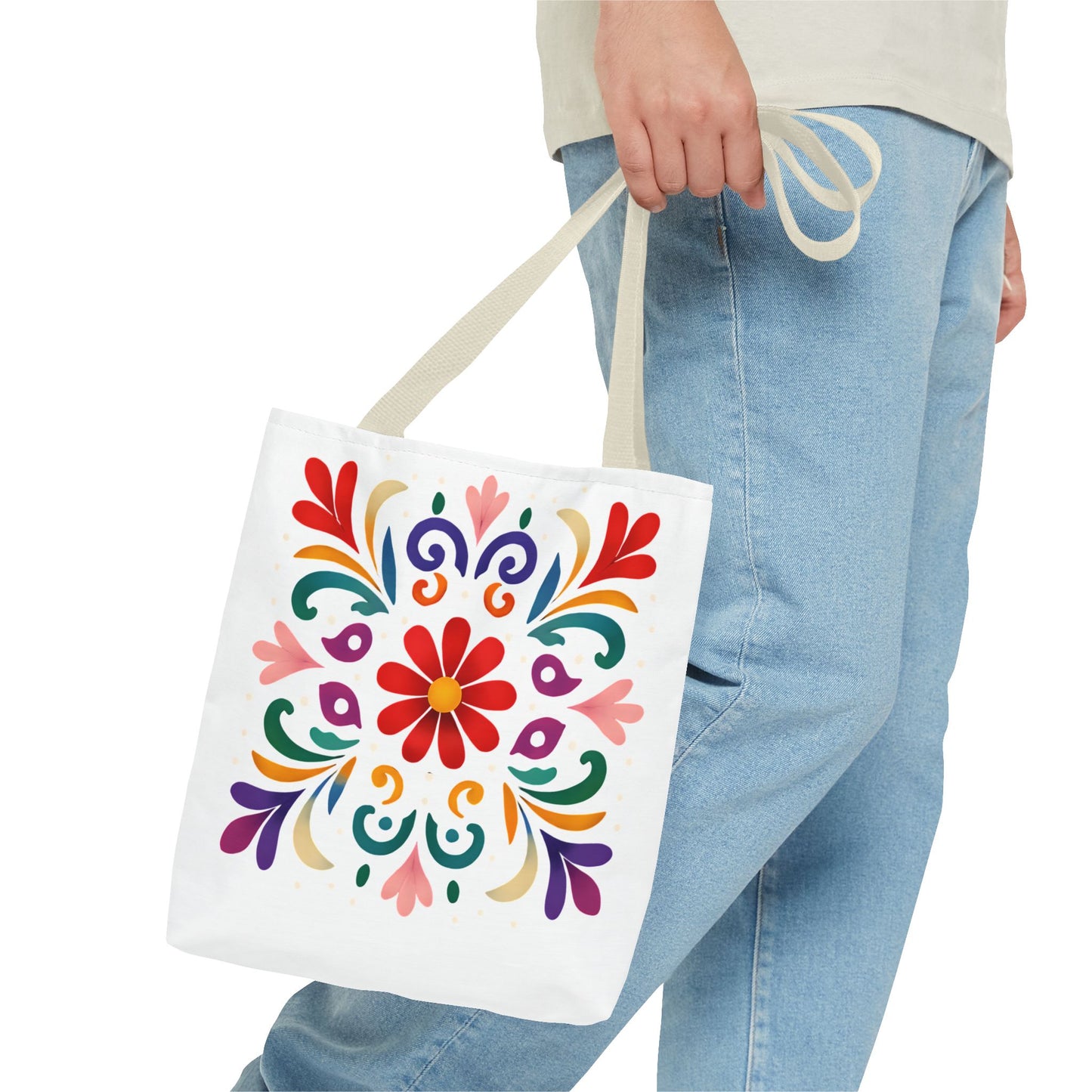 Vibrant Folk Art Floral Tote Bag, Colorful Shopping Bag, Beach Bag, Gift for Her