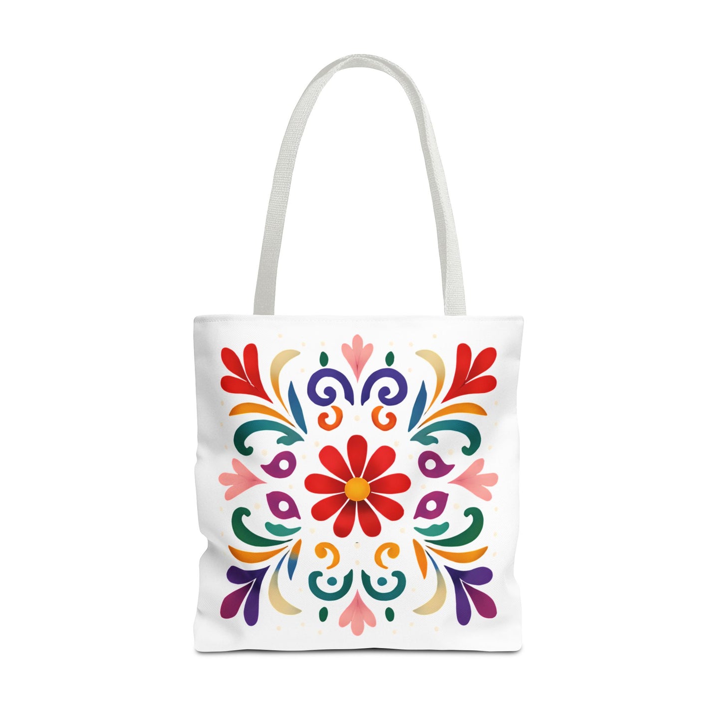 Vibrant Folk Art Floral Tote Bag, Colorful Shopping Bag, Beach Bag, Gift for Her
