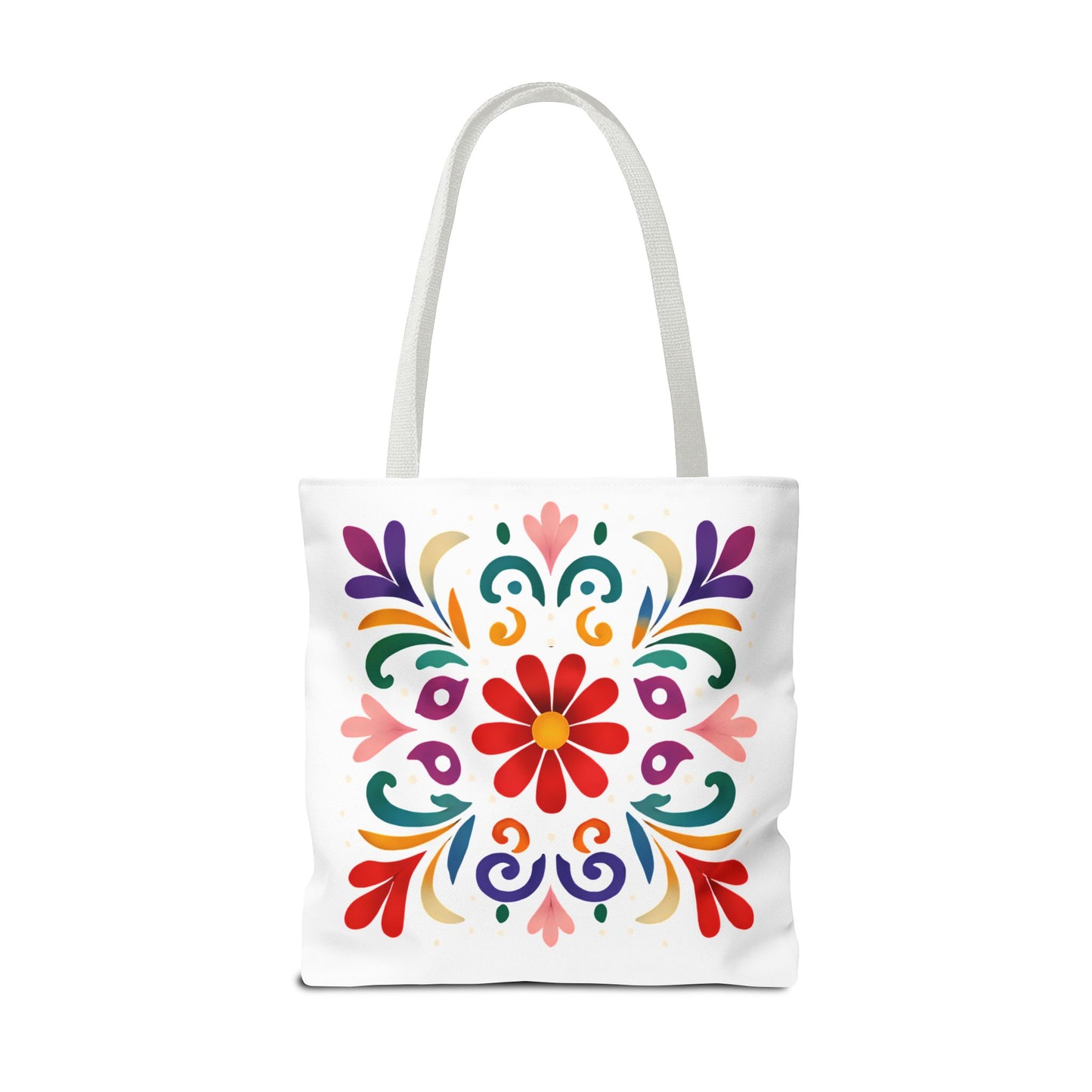 Vibrant Folk Art Floral Tote Bag, Colorful Shopping Bag, Beach Bag, Gift for Her