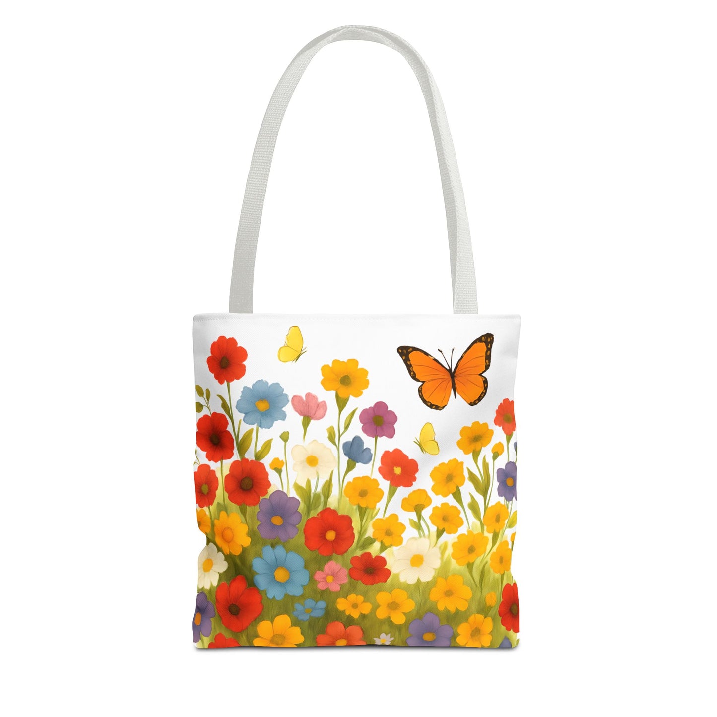 Vibrant Floral Tote Bag | Spring Tote | Polyester Easy Clean Bag | Perfect for Beach, Shopping, Gifts