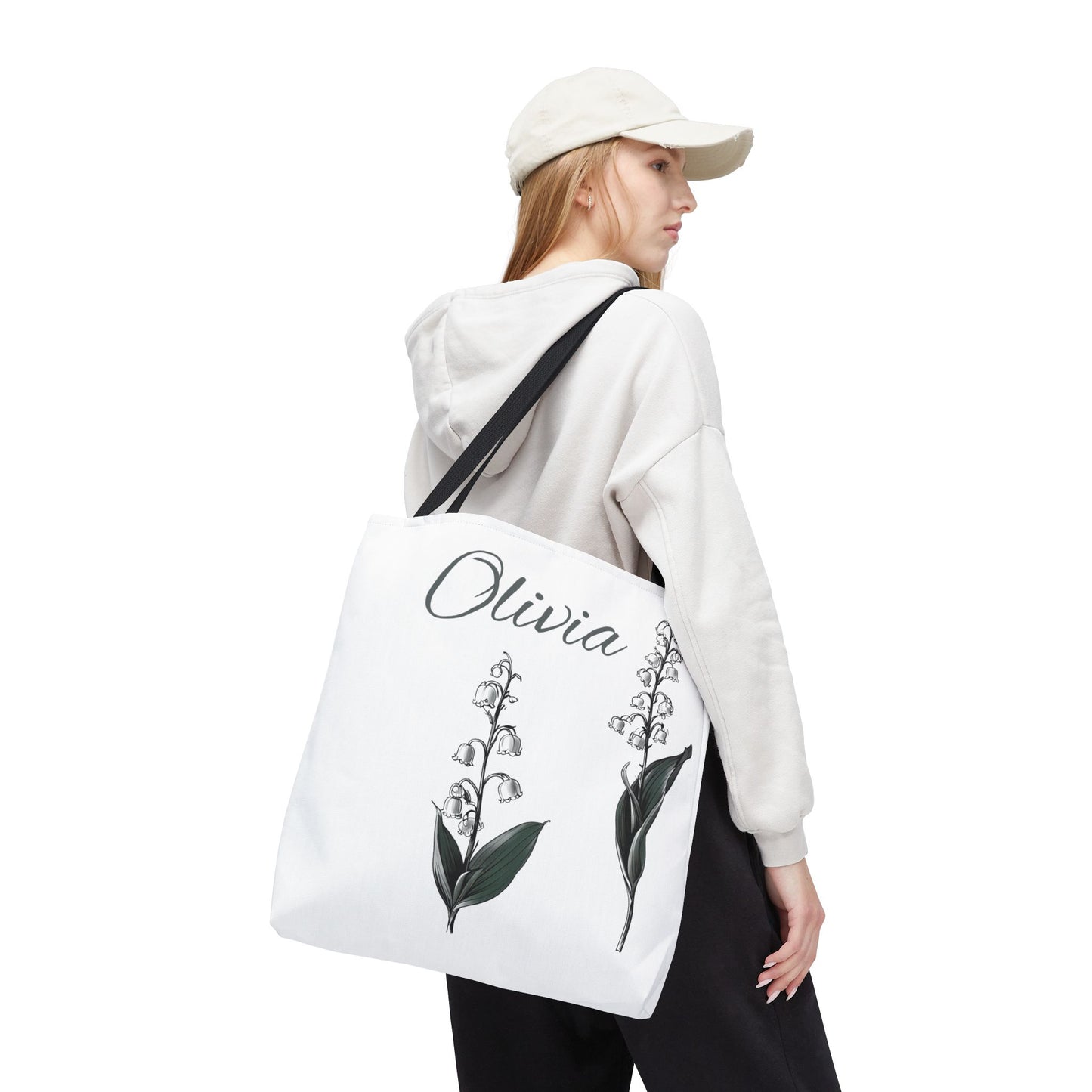 Personalized Lily of the Valley Tote Bag - Eco-friendly Reusable Shopping Tote, May Birth Month Flower Gift, Women’s Accessory