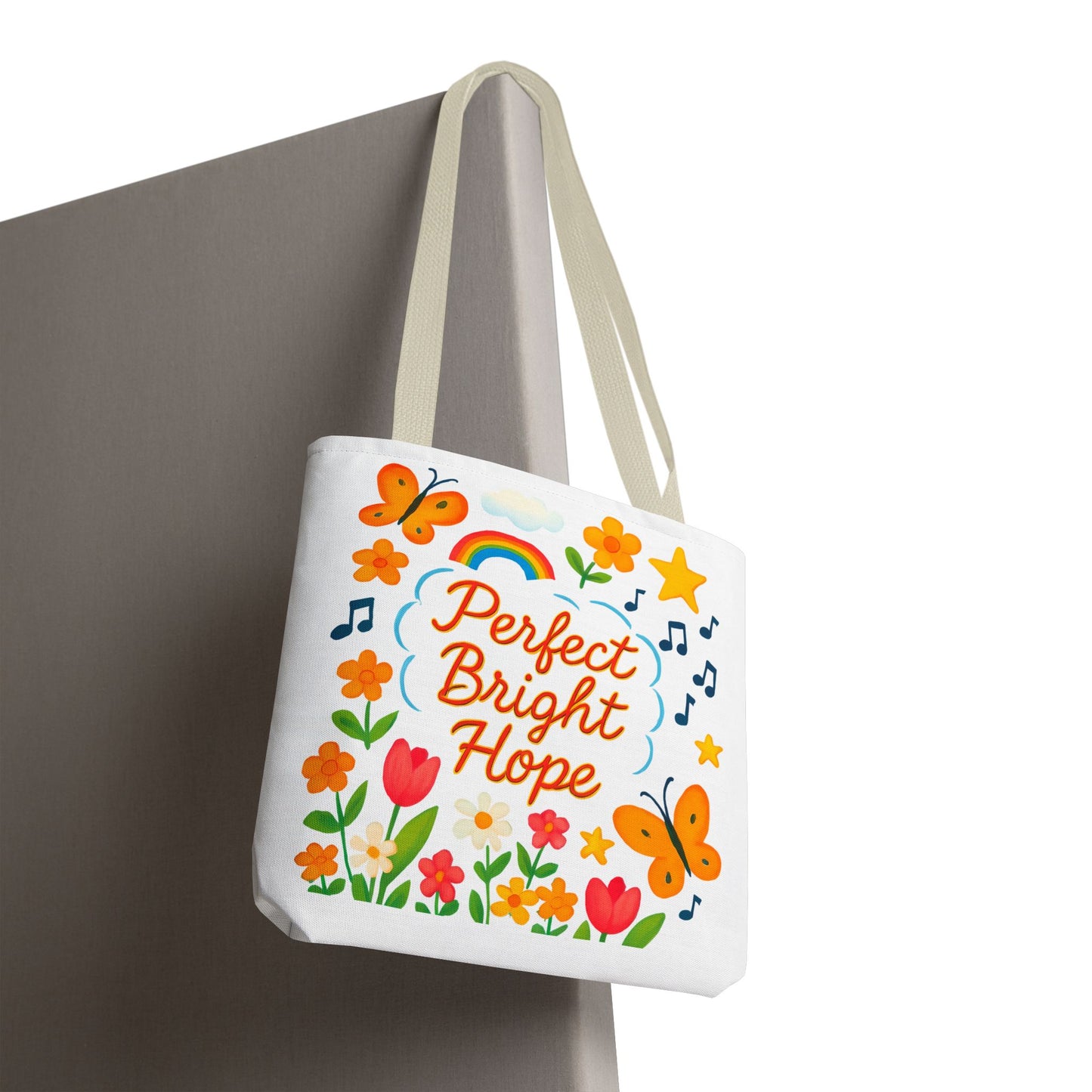 Perfect Bright Hope Floral Tote Bag, Colorful Reusable Eco-Friendly Shopping Bag, Gift for Her, Spring Tote, Everyday Use, Tote with Butterflies