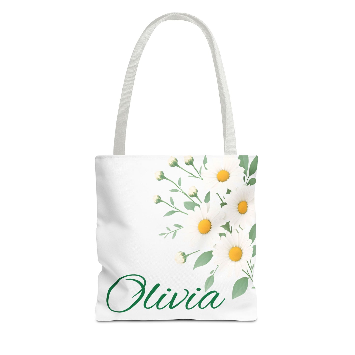 Personalized April Daisy Tote Bag, Custom Name Gift For Her, Birth Month Flower Design, Eco-Friendly Grocery Shopping Bag