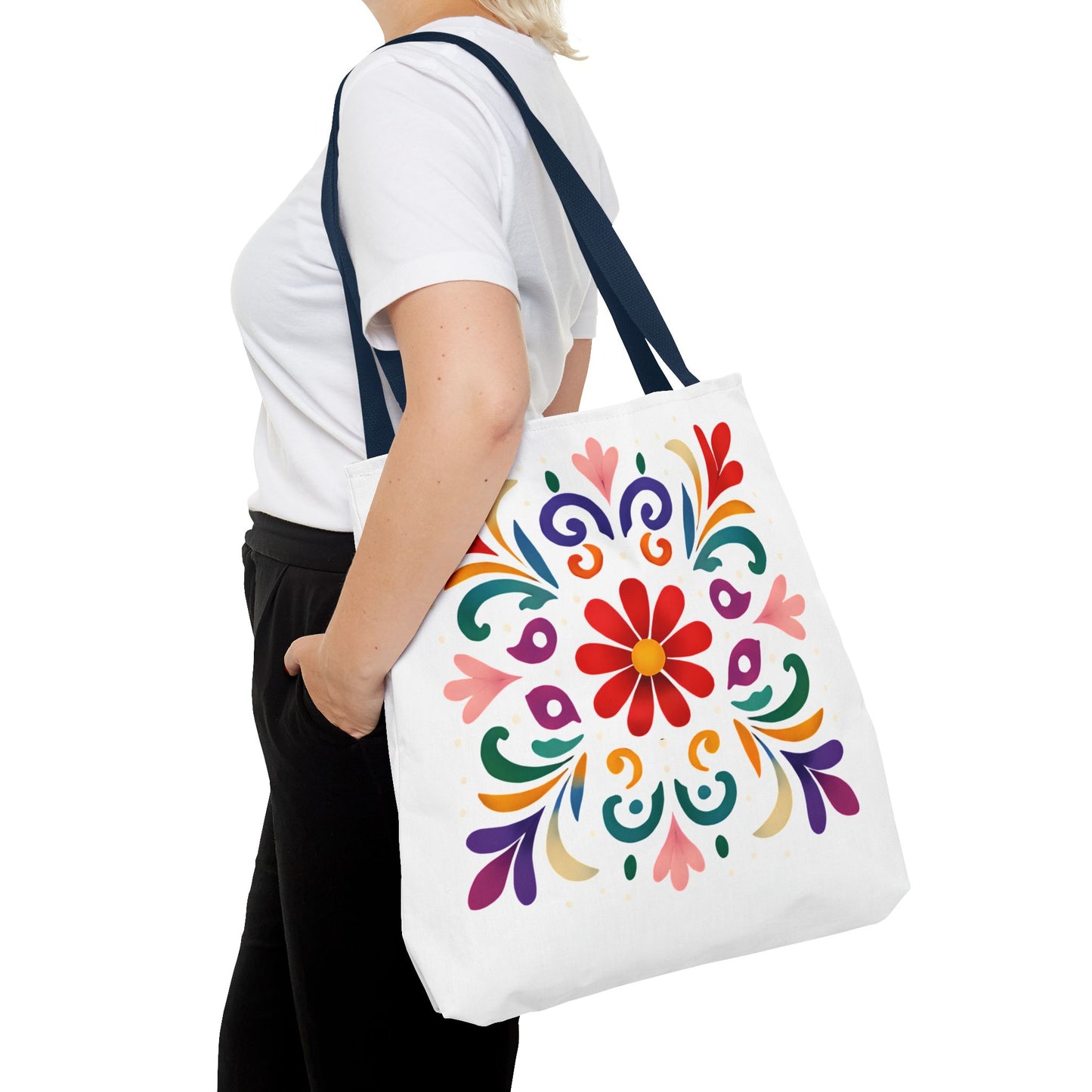 Vibrant Folk Art Floral Tote Bag, Colorful Shopping Bag, Beach Bag, Gift for Her