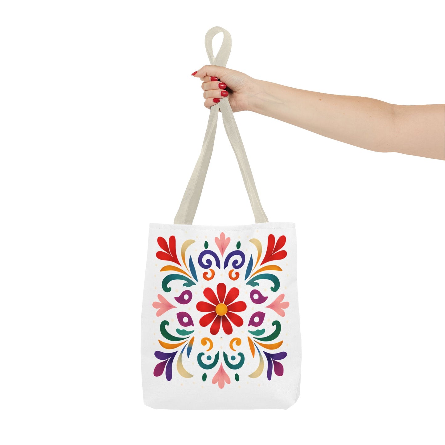 Vibrant Folk Art Floral Tote Bag, Colorful Shopping Bag, Beach Bag, Gift for Her
