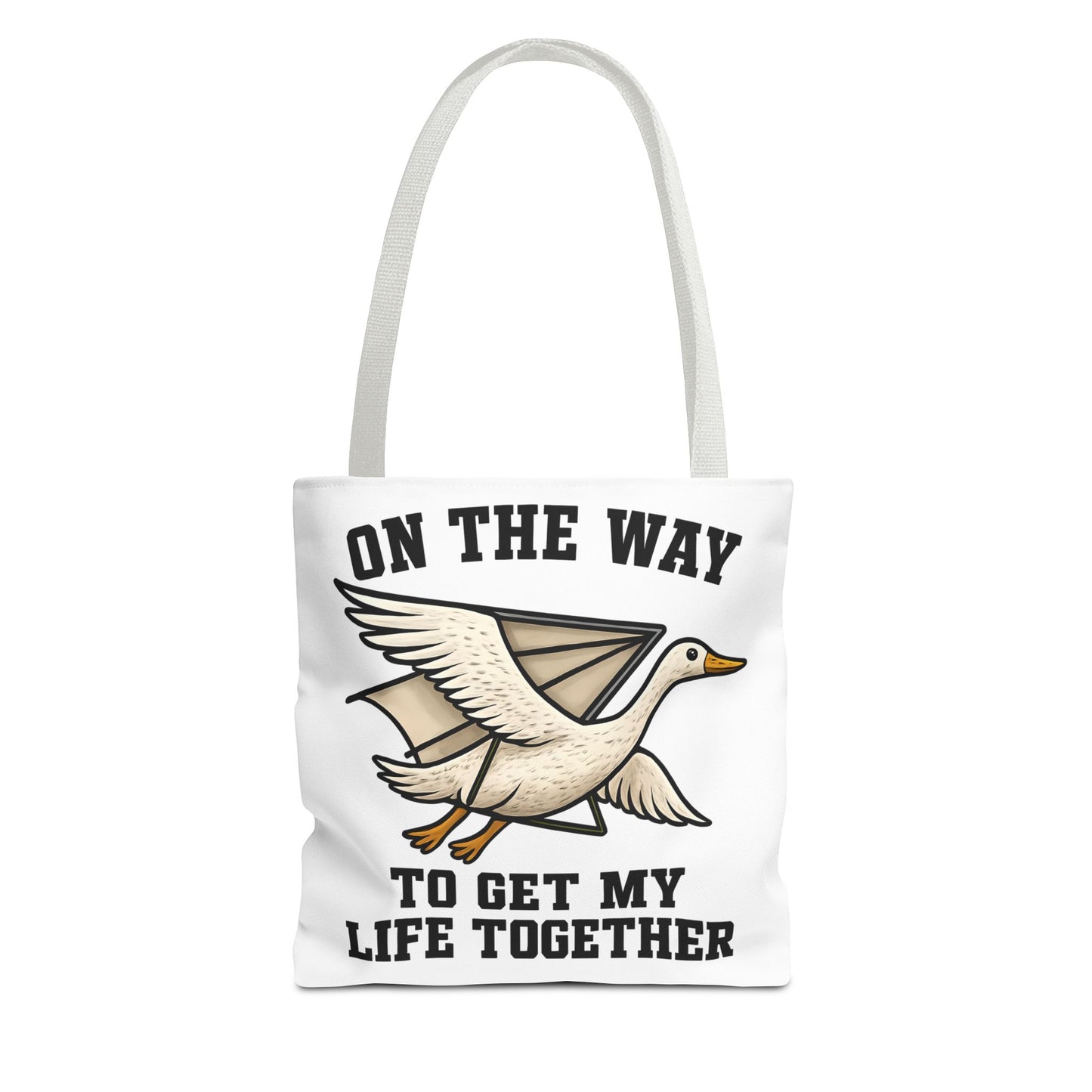Hang Gliding Goose Tote Bag, On The Way To Get My Life Together Tote, Motivational Bag, Quirky Bag, Gift for Friends
