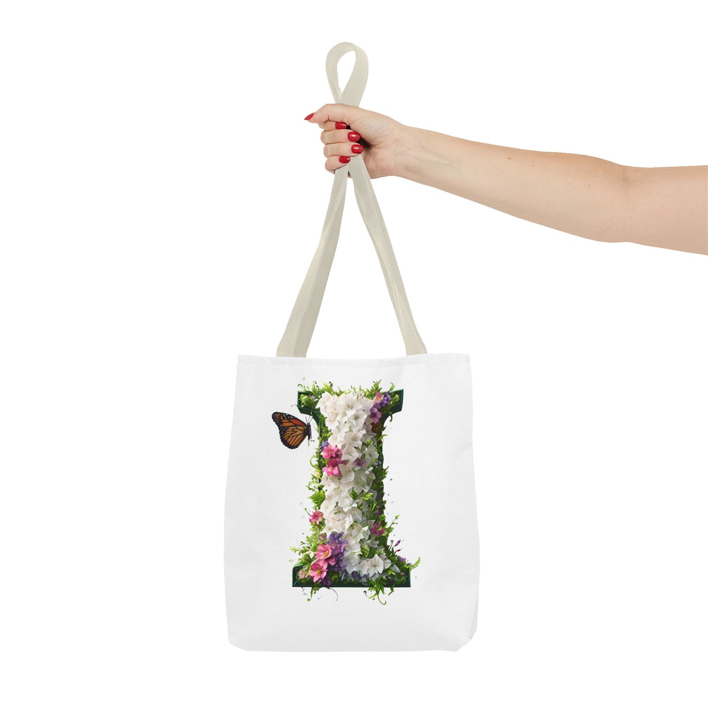 Floral Alphabet "i" Tote Bag - Stylish Accessory For Her