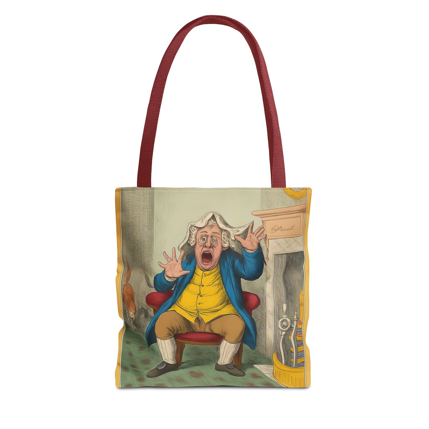Vintage Tote Bag with Historic Political Cartoon, Reusable Grocery Shopping Bag, Unique Art Tote, Everyday Carryall