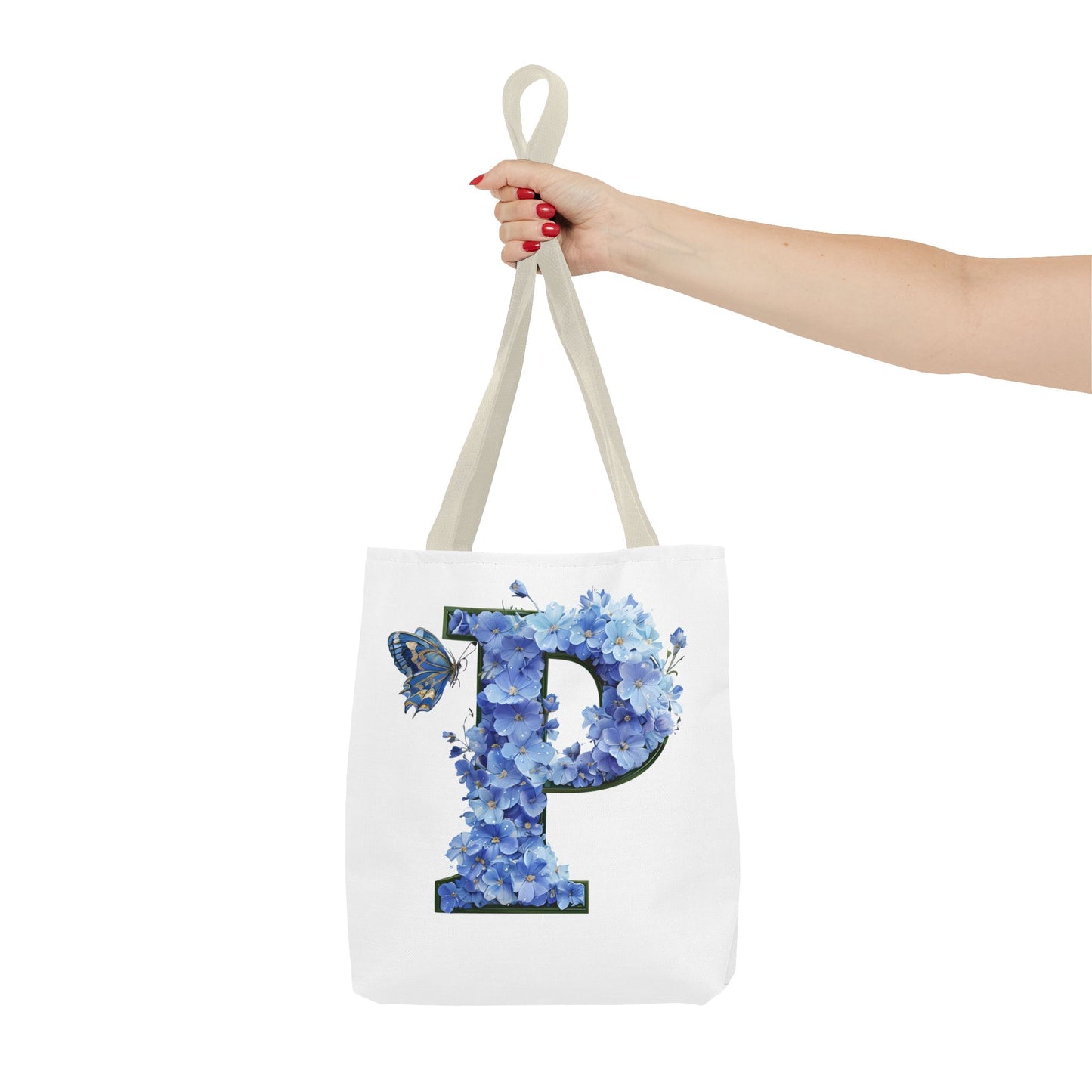 Floral Alphabet 'P' Tote Bag with Butterfly - Perfect Gift for Nature Lovers
