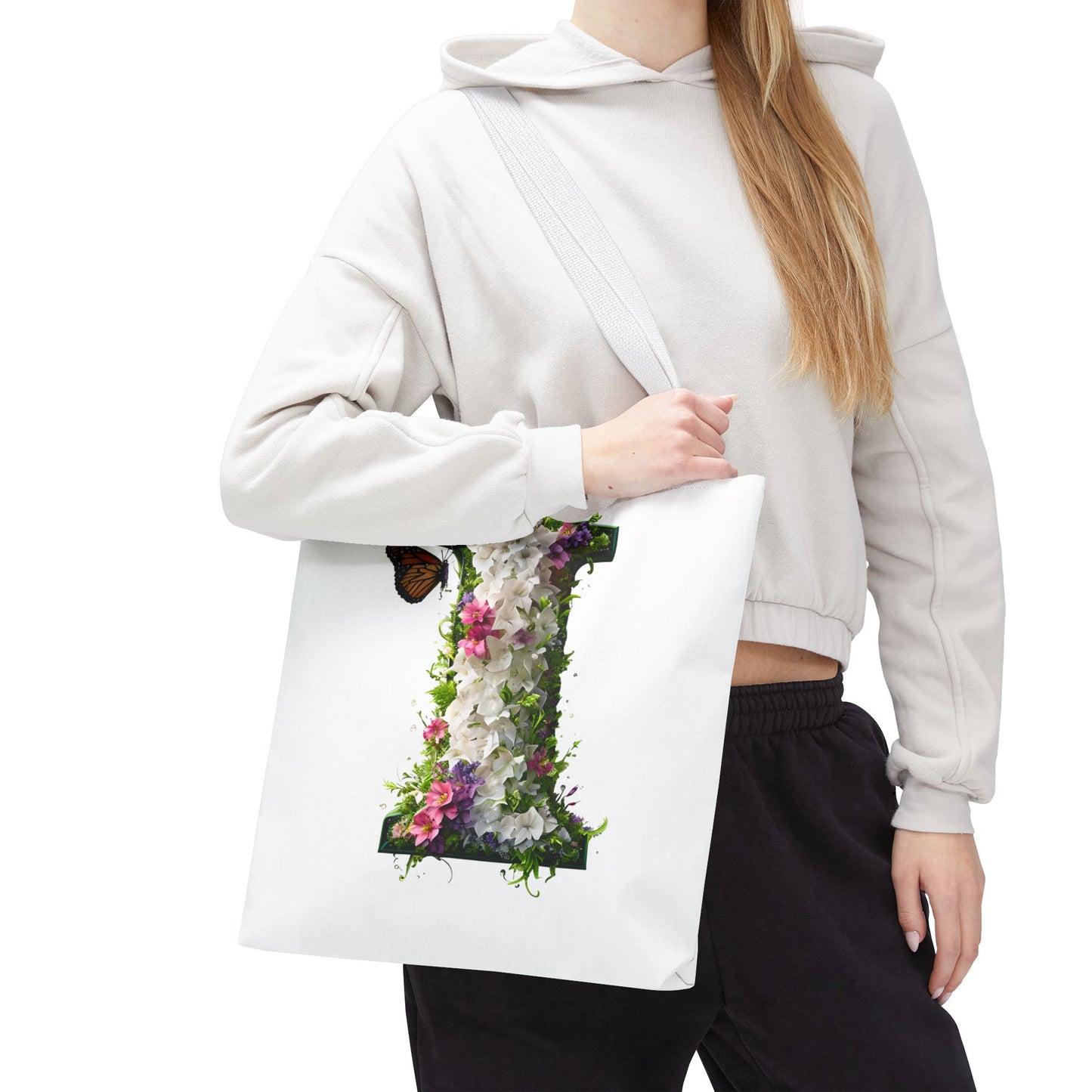 Floral Alphabet "i" Tote Bag - Stylish Accessory For Her