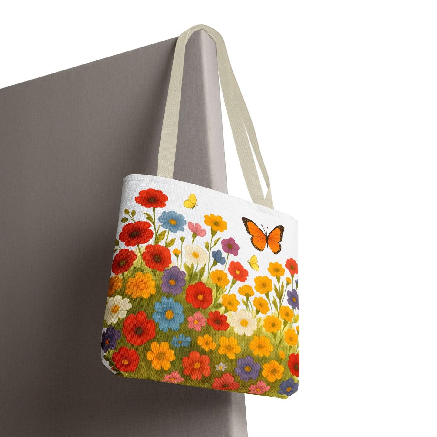 Vibrant Floral Tote Bag | Spring Tote | Polyester Easy Clean Bag | Perfect for Beach, Shopping, Gifts