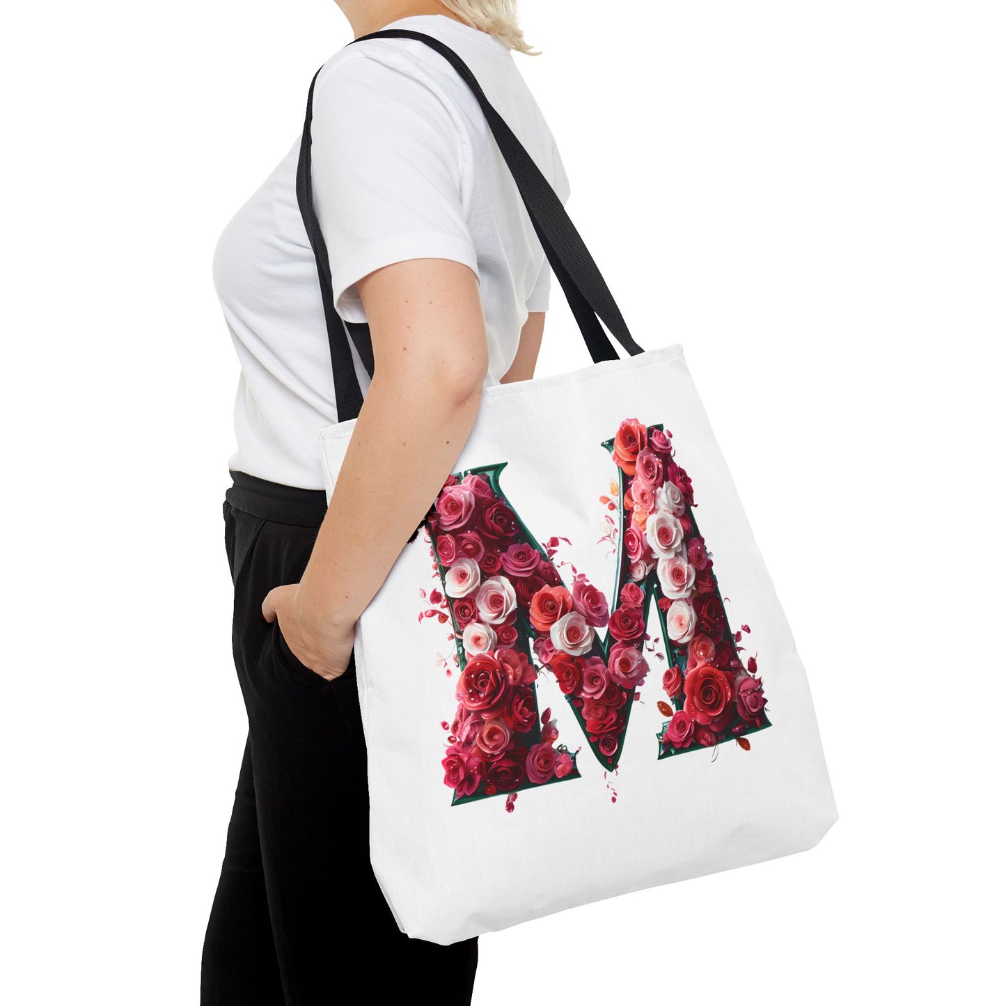 Floral Alphabet 'M' Tote Bag for Every Occasion, Gift For Her