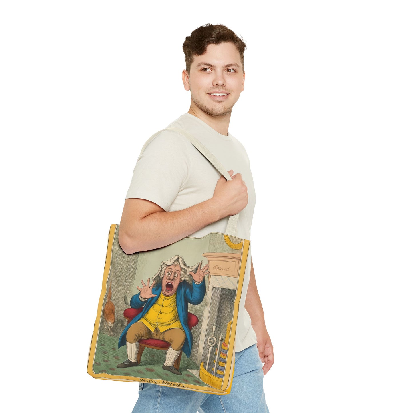 Vintage Tote Bag with Historic Political Cartoon, Reusable Grocery Shopping Bag, Unique Art Tote, Everyday Carryall