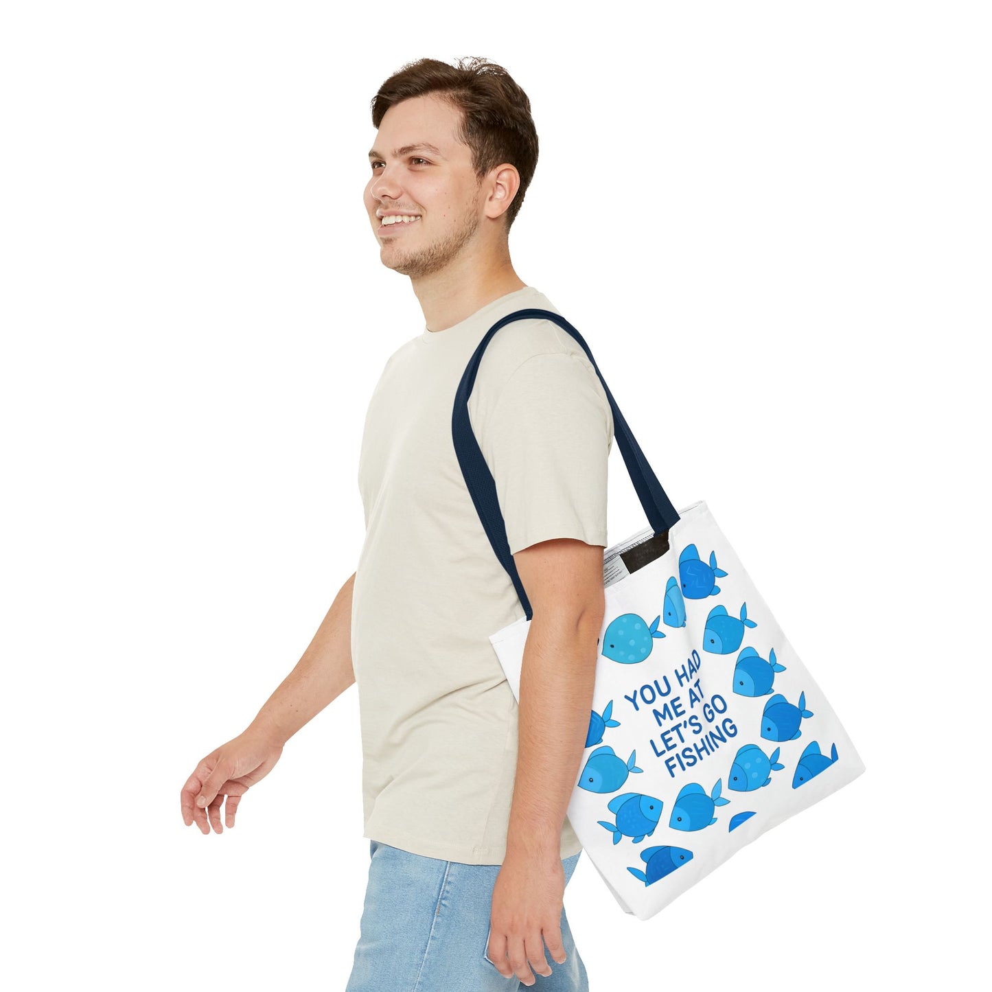 Fishing Tote Bag - You Had Me at Let's Go Fishing, Beach Bag, Gift for Fisherman, Watercolor Fish Art, Summer Accessory