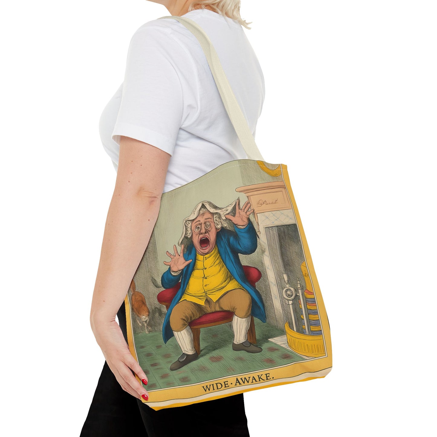 Vintage Tote Bag with Historic Political Cartoon, Reusable Grocery Shopping Bag, Unique Art Tote, Everyday Carryall