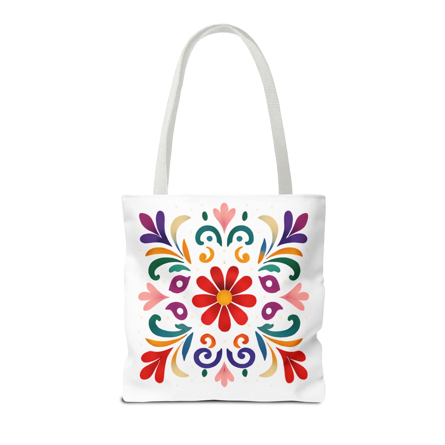 Vibrant Folk Art Floral Tote Bag, Colorful Shopping Bag, Beach Bag, Gift for Her