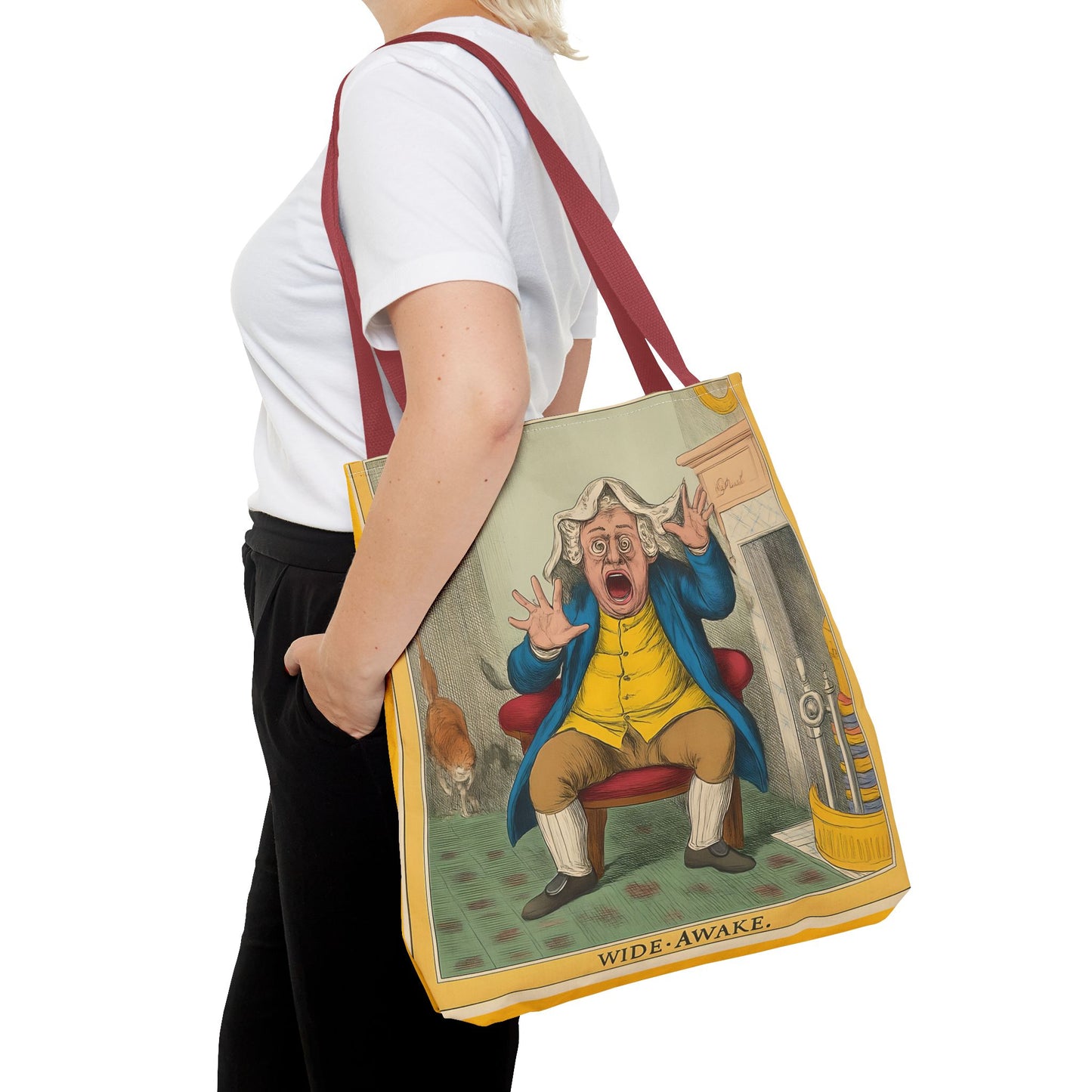 Vintage Tote Bag with Historic Political Cartoon, Reusable Grocery Shopping Bag, Unique Art Tote, Everyday Carryall