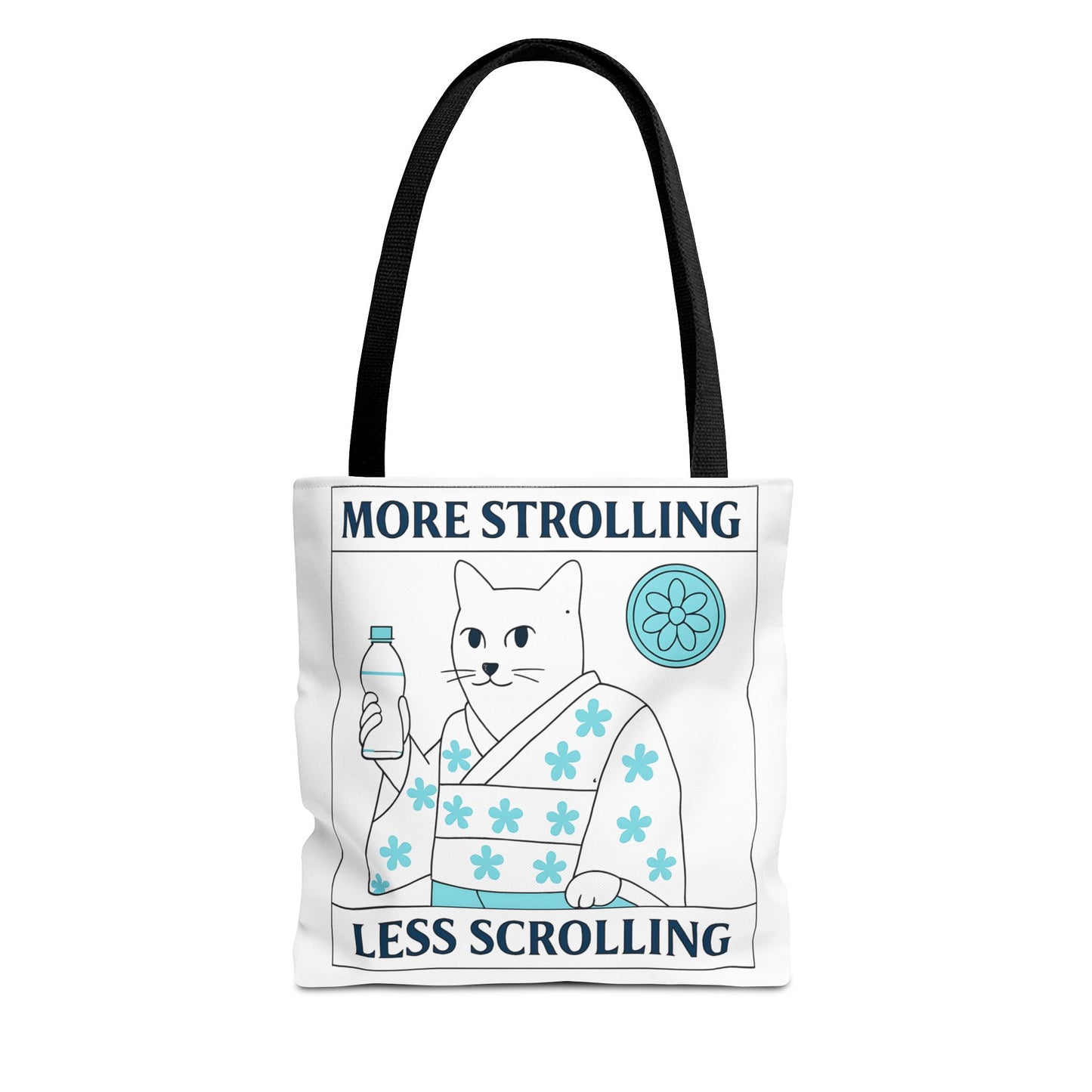Japanese Cat-Themed Tote Bag - More Strolling Less Scrolling, Cute Gift, Reusable Shopping Bag, Animal Lover's Accessory