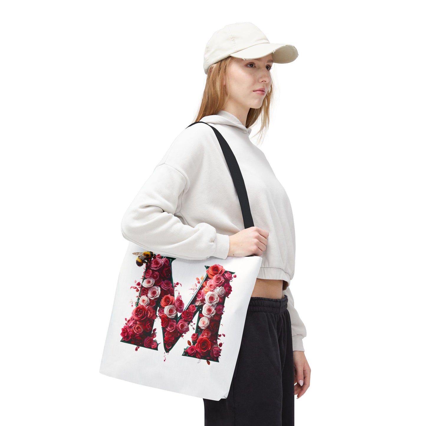Floral Alphabet 'M' Tote Bag for Every Occasion, Gift For Her