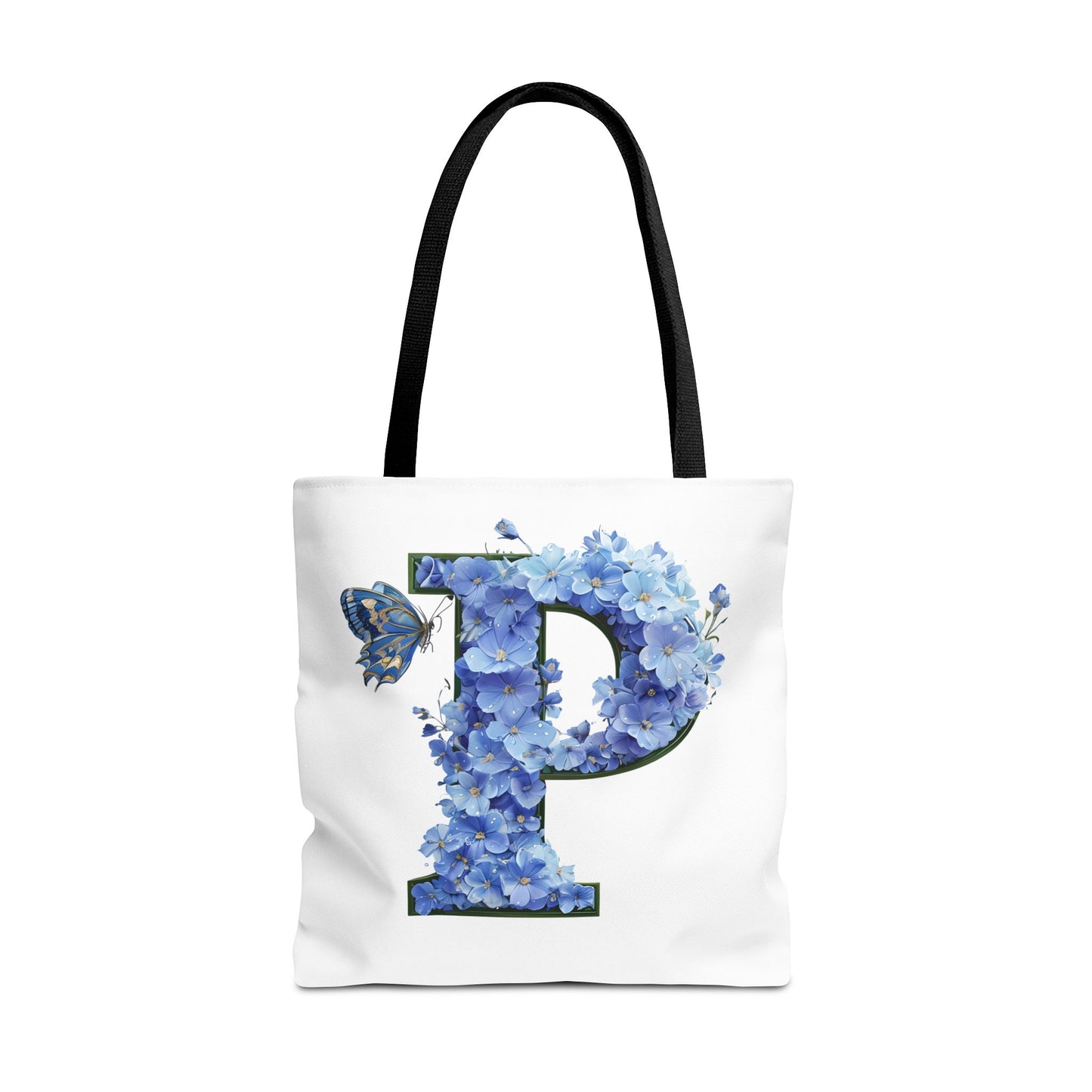 Floral Alphabet 'P' Tote Bag with Butterfly - Perfect Gift for Nature Lovers
