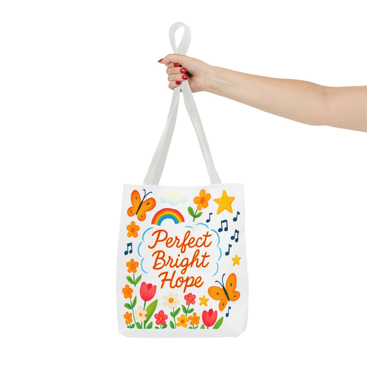 Perfect Bright Hope Floral Tote Bag, Colorful Reusable Eco-Friendly Shopping Bag, Gift for Her, Spring Tote, Everyday Use, Tote with Butterflies