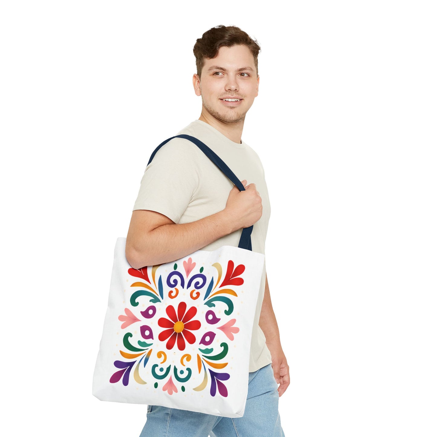 Vibrant Folk Art Floral Tote Bag, Colorful Shopping Bag, Beach Bag, Gift for Her