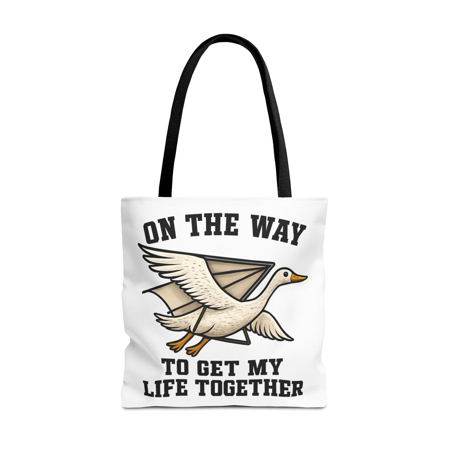 Hang Gliding Goose Tote Bag, On The Way To Get My Life Together Tote, Motivational Bag, Quirky Bag, Gift for Friends