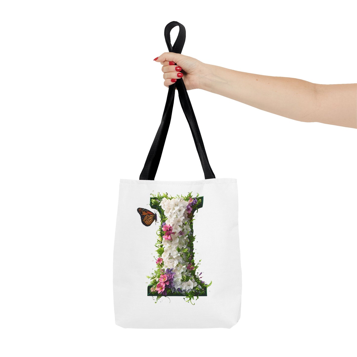 Floral Alphabet "i" Tote Bag - Stylish Accessory For Her