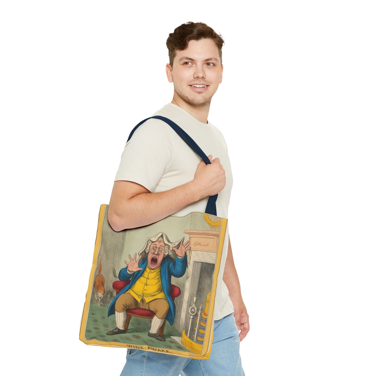 Vintage Tote Bag with Historic Political Cartoon, Reusable Grocery Shopping Bag, Unique Art Tote, Everyday Carryall