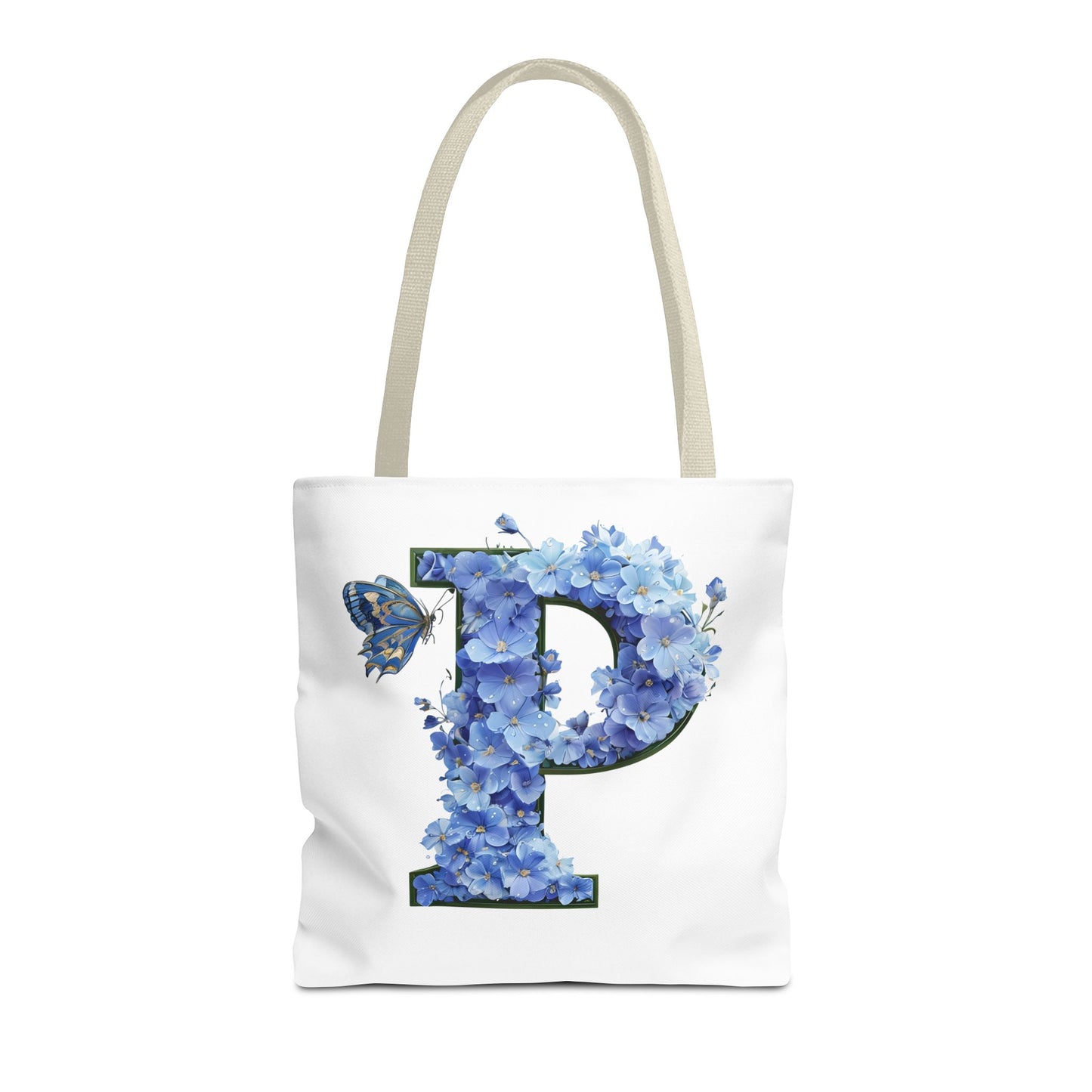 Floral Alphabet 'P' Tote Bag with Butterfly - Perfect Gift for Nature Lovers