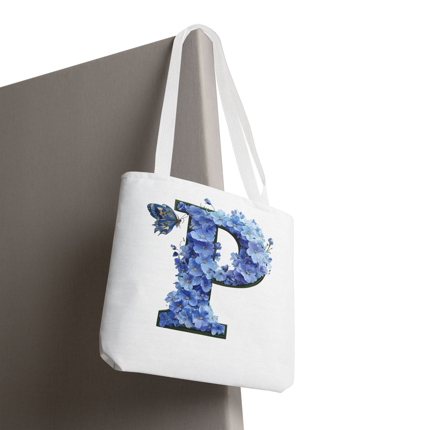 Floral Alphabet 'P' Tote Bag with Butterfly - Perfect Gift for Nature Lovers