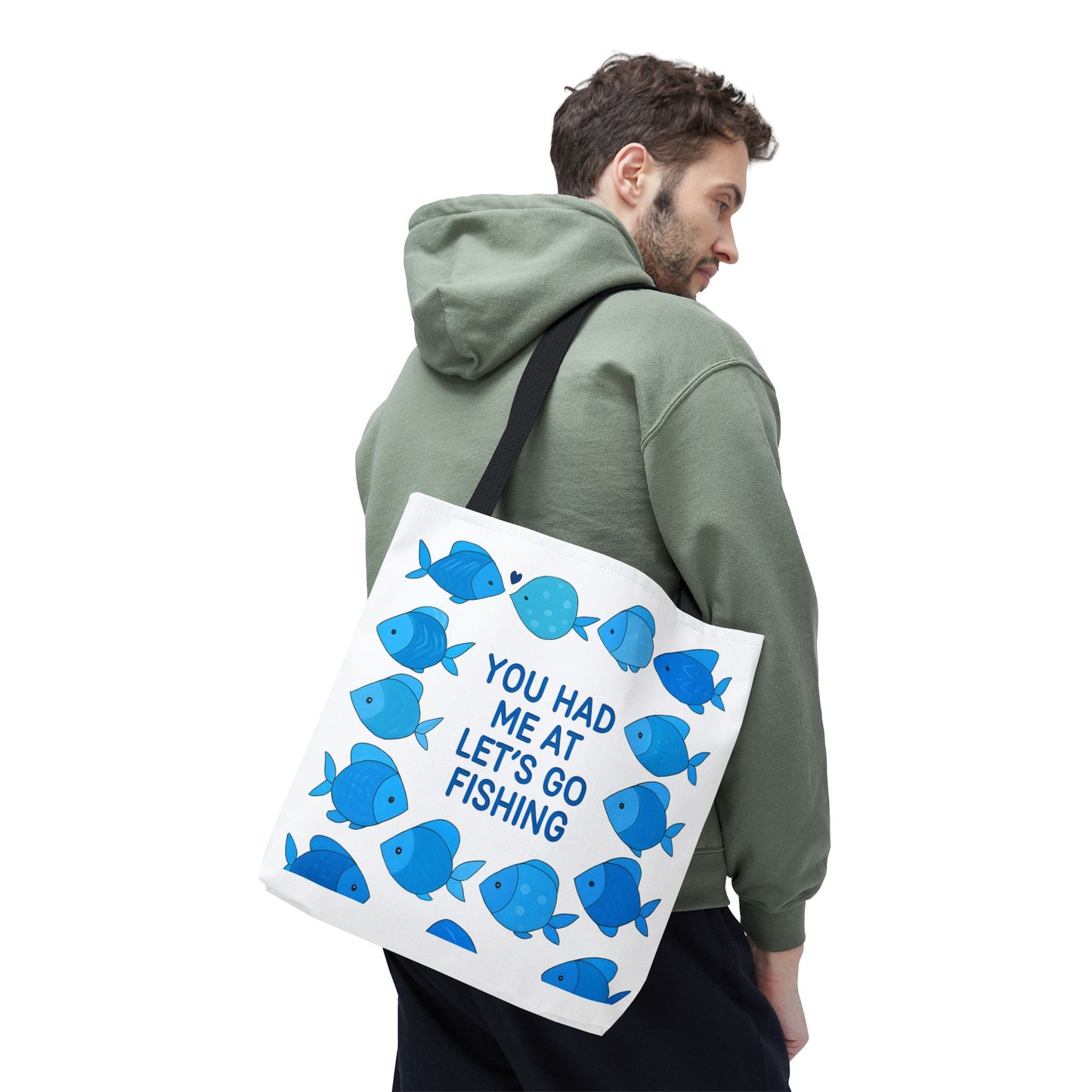 Fishing Tote Bag - You Had Me at Let's Go Fishing, Beach Bag, Gift for Fisherman, Watercolor Fish Art, Summer Accessory
