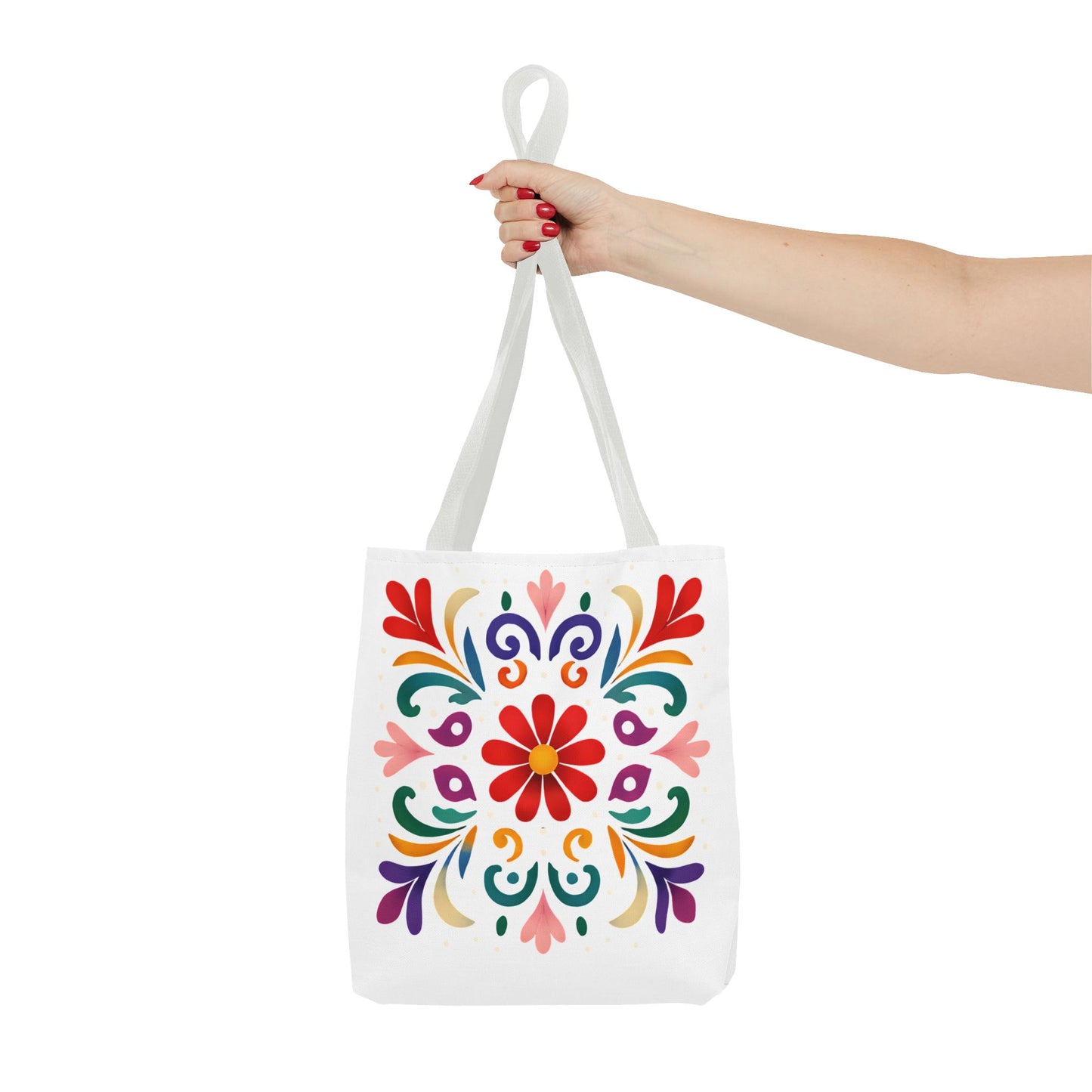 Vibrant Folk Art Floral Tote Bag, Colorful Shopping Bag, Beach Bag, Gift for Her