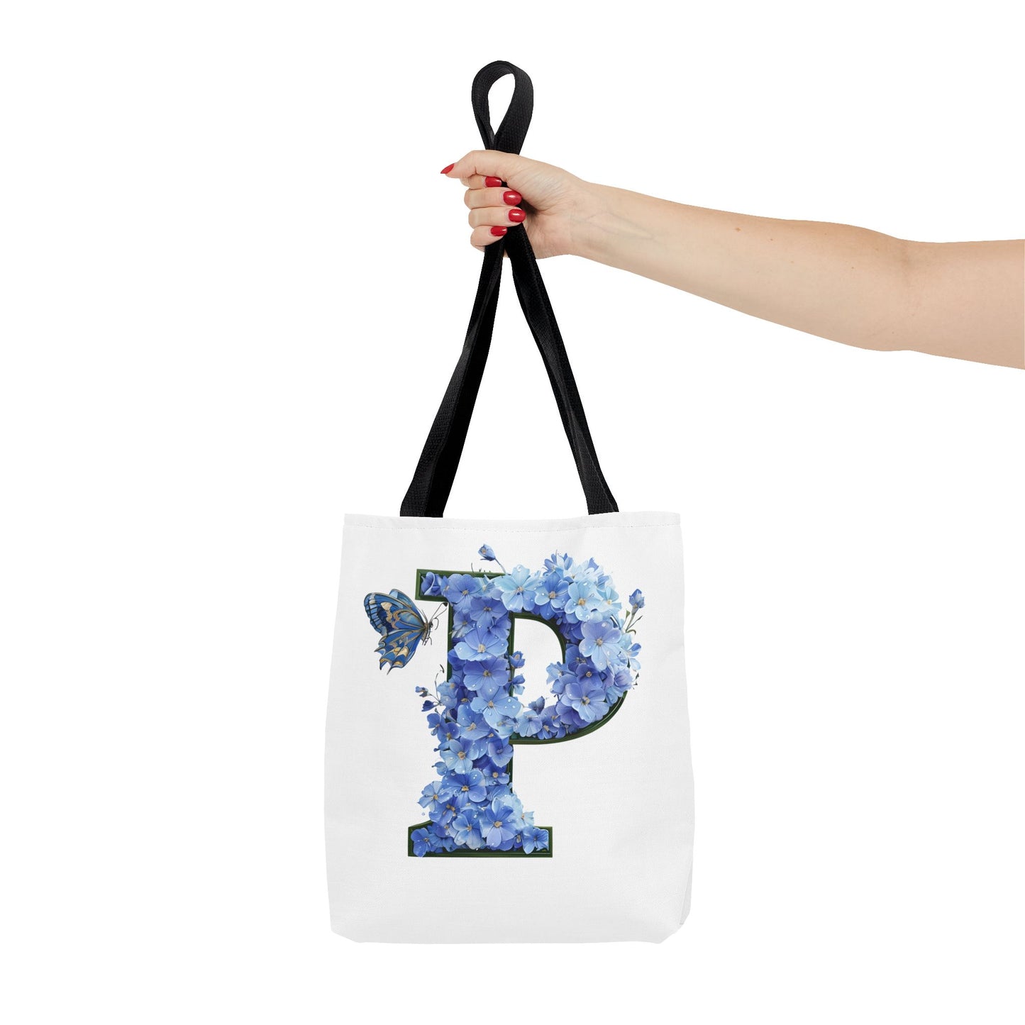 Floral Alphabet 'P' Tote Bag with Butterfly - Perfect Gift for Nature Lovers