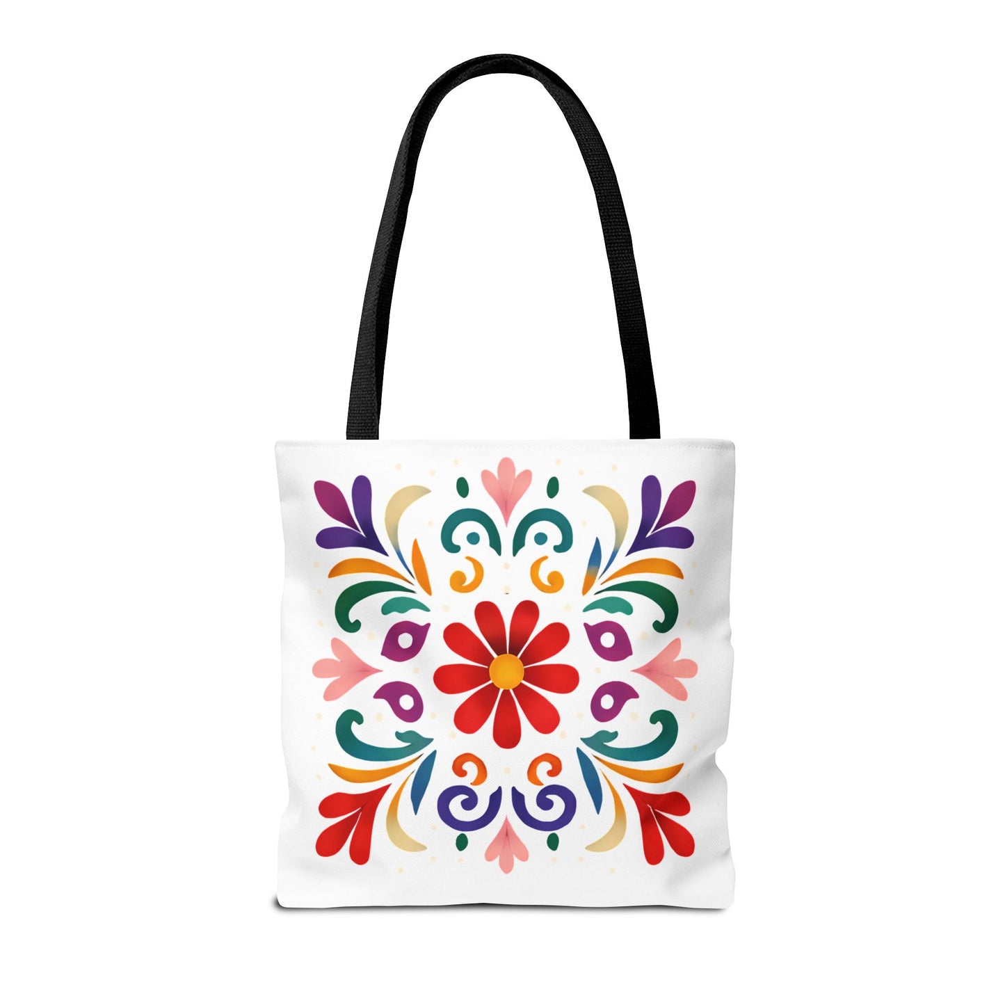 Vibrant Folk Art Floral Tote Bag, Colorful Shopping Bag, Beach Bag, Gift for Her