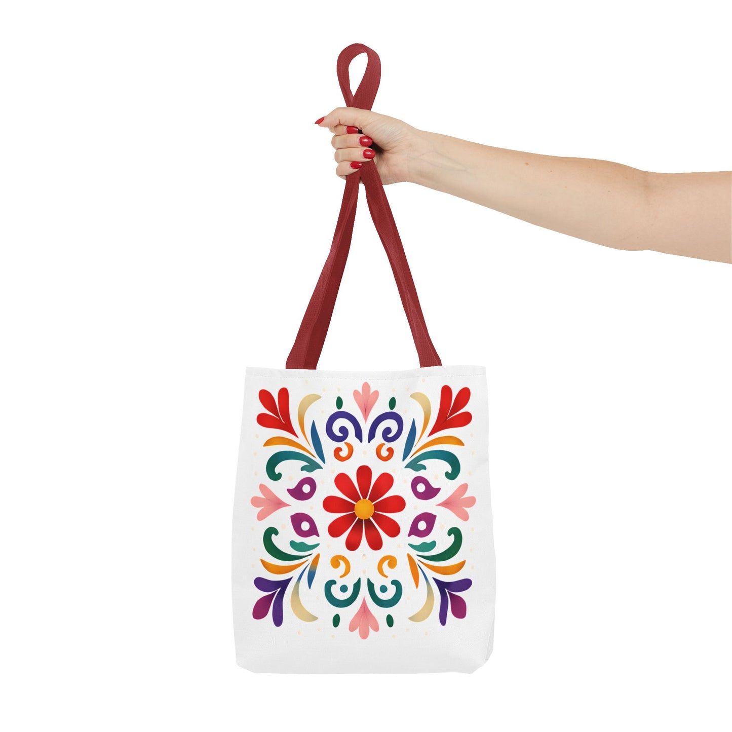 Vibrant Folk Art Floral Tote Bag, Colorful Shopping Bag, Beach Bag, Gift for Her