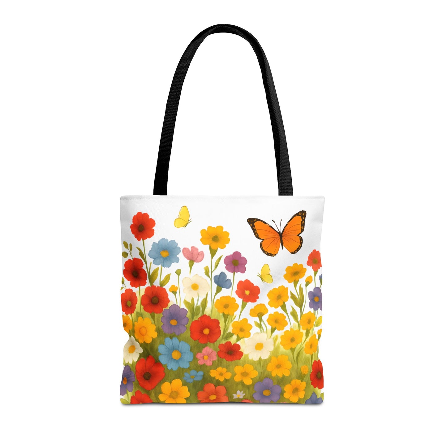 Vibrant Floral Tote Bag | Spring Tote | Polyester Easy Clean Bag | Perfect for Beach, Shopping, Gifts