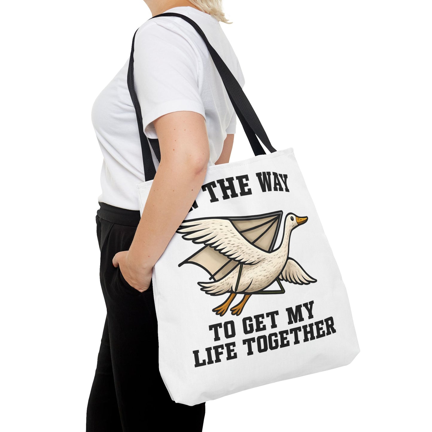 Hang Gliding Goose Tote Bag, On The Way To Get My Life Together Tote, Motivational Bag, Quirky Bag, Gift for Friends