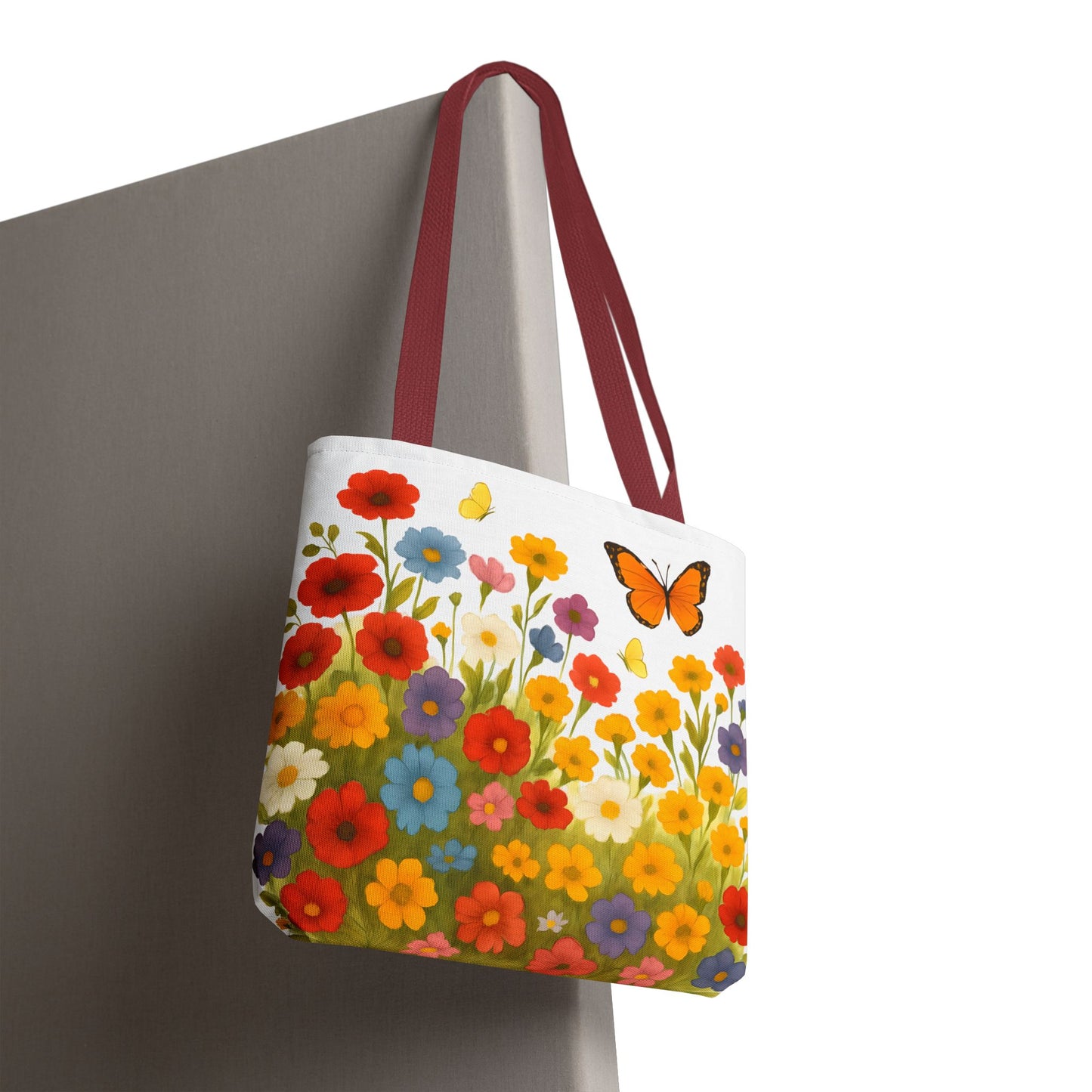 Vibrant Floral Tote Bag | Spring Tote | Polyester Easy Clean Bag | Perfect for Beach, Shopping, Gifts