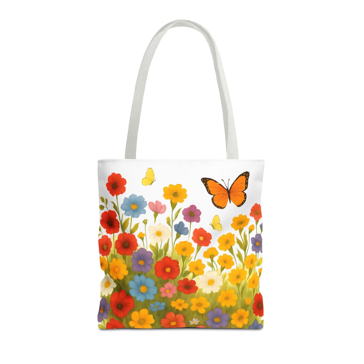 Vibrant Floral Tote Bag | Spring Tote | Polyester Easy Clean Bag | Perfect for Beach, Shopping, Gifts