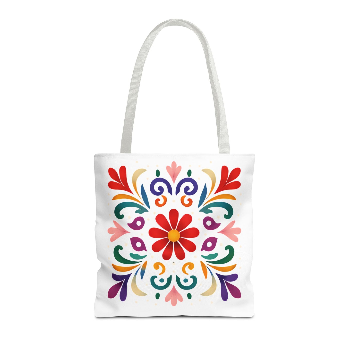 Vibrant Folk Art Floral Tote Bag, Colorful Shopping Bag, Beach Bag, Gift for Her